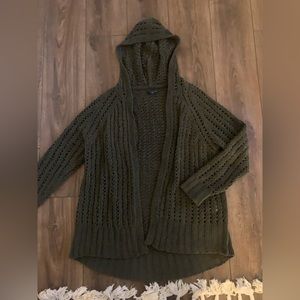 Olive Green Knitted Cardigan with Hood